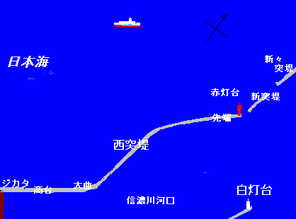新潟西港西突堤スズキ（シーバス）、ルアーの穴場地図