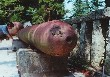 悠久山蒼柴神社の魚雷頭部。向こうに機雷も見える。ここは戊辰戦争で亡くなった長岡藩士の墓のある所。米百俵ともゆかりが深いといえる。